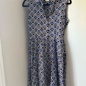Kate Spade Blue and White V-Neck Midi Sundress
